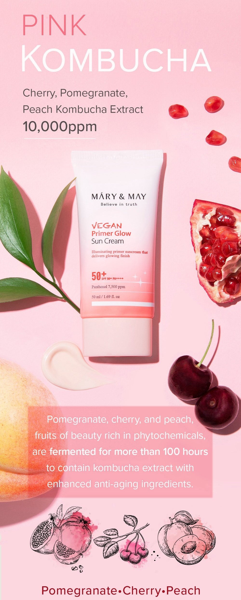 [MARY&MAY] Vegan Primer Glow Sun Cream SPF50+ PA++++ 50ml