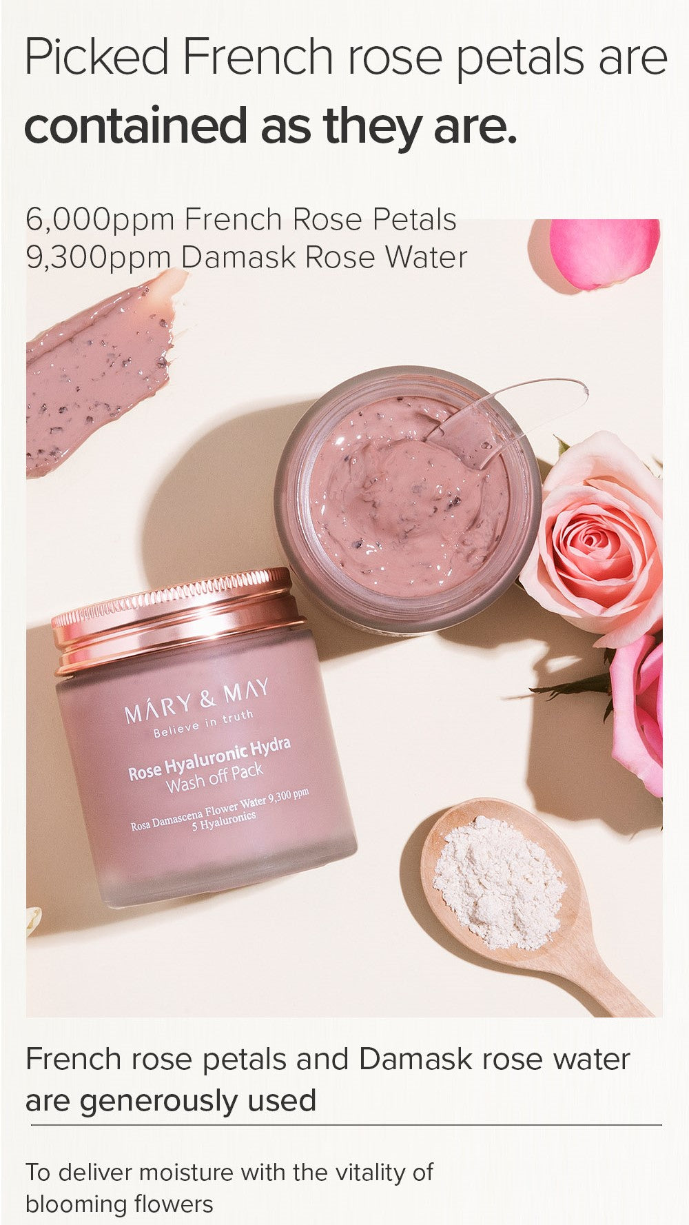 [MARY&MAY] Rose Hyaluronic Hydra Wash Off Pack 125g